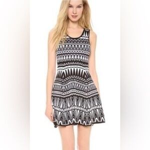 Milly - Black & White Patterned Knit A-Line Dress Sz M